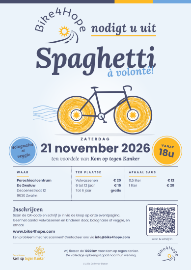 Spaghetti-avond Bike4Hope
